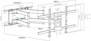 VETOUSON 92cm Długi uchwyt do telewizora wieszak TV 90" 86 85 75 70 65 58 55 50 4360kg VX-409 10