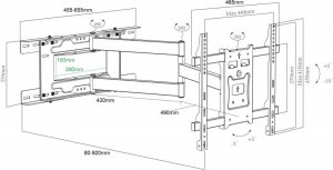 VETOUSON Długi 92cm uchwyt na telewizor Wieszak TV 26-65" 40kg VX-408A 13