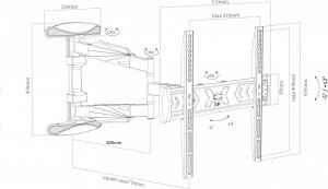VETOUSON 71cm Długi Uchwyt do telewizora 26-60" VX-420 Wieszak TV obrotowy 9