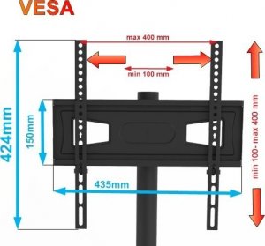 VETOUSON Mobilny Podłogowy STOJAK TV KLA-44 Stojak na telewizor z półką Uniwersalny 4