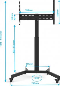VETOUSON Mobilny Stojak TV Stojak do Telewizora Uniwersalny Podłogowy KLA-43 3