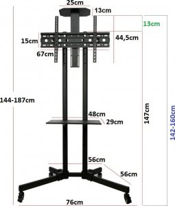 VETOUSON Stojak na telewizor 32-70" KART-14B mobilny Stojak TV do Telewizora 43 cale 48 cali 55 cali 65 cali 70 cali 12
