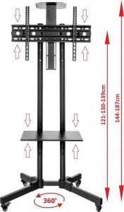 VETOUSON Stojak na telewizor 32-70" KART-14B mobilny Stojak TV do Telewizora 43 cale 48 cali 55 cali 65 cali 70 cali 3