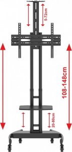 VETOUSON Stojak podłogowy na telewizor 32-80 cali KART-11 Mobilny stojak TV Podłogowy stojak do telewizora LCD LED 6