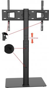 VETOUSON Podłogowy STOJAK pod Telewizor KLA-20 Stojak TV na Telewizor Obrotowy Regulowany 3