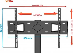VETOUSON Podłogowy STOJAK pod Telewizor KLA-20 Stojak TV na Telewizor Obrotowy Regulowany 5