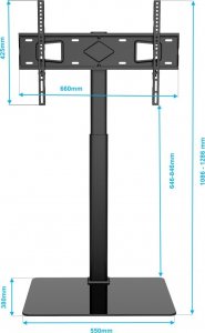 VETOUSON Podłogowy STOJAK pod Telewizor KLA-20 Stojak TV na Telewizor Obrotowy Regulowany 6