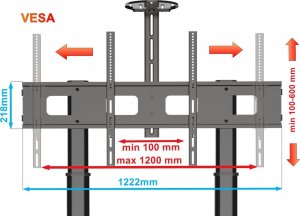 VETOUSON Stojak na Monitor Interaktywny Telewizor TV 55-110 cali Regulacja Wysokości 4