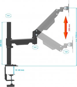 VETOUSON MARKOWY BIURKOWY UCHWYT na MONITOR 10-32 cale gazowy VX-091A OBROTOWY 360 stopni 3