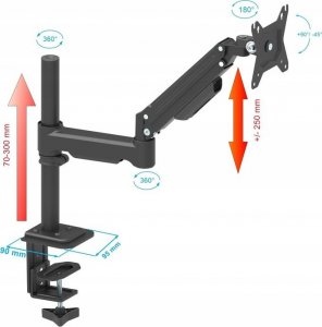 VETOUSON MARKOWY BIURKOWY UCHWYT na MONITOR 10-32 cale gazowy VX-091A OBROTOWY 360 stopni 4