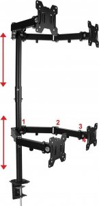 VETOUSON Uchwyt biurkowy na 4 monitory 10" - 27" (VX-24A) 14