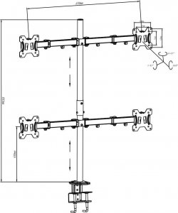 VETOUSON Uchwyt biurkowy na 4 monitory 10" - 27" (VX-24A) 7
