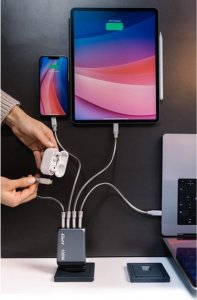 Verbatim Ładowarka GaN Verbatim, USB 3.0, USB C, szara, 100 W, wymienne końcówki C,G,A 4