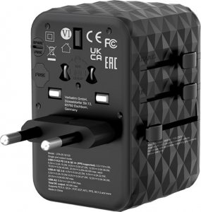 Verbatim Adapter podróżny UTA-05 GaN III globalny 2xUSB-C PD QC 4+ 65W, 1xUSB-A 60W, 1xUSB-A 5W 2