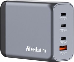 Verbatim Ładowarka GaN Verbatim, USB 3.0, USB C, szara, 200 W, wymienne końcówki C,G,A 4