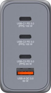 Verbatim Ładowarka GaN Verbatim, USB 3.0, USB C, szara, 200 W, wymienne końcówki C,G,A 5