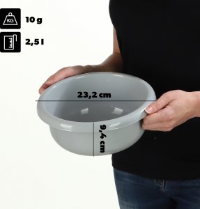 Kadax KADAX Miska Plastikowa Okrągła 2,5L Na Pranie Miednica Misa Z Uchwytami 3