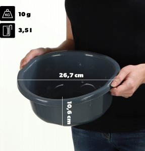 Kadax KADAX Miska Plastikowa Okrągła 3,5L Na Pranie Miednica Misa Z Uchwytami 3