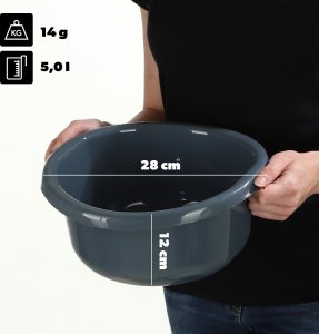 Kadax KADAX Miska Plastikowa Okrągła 5L Na Pranie Miednica Misa Z Uchwytami 3