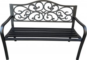 Fancy Garden Ławka ogrodowa z oparciem IRGA stalowa żeliwna 127 cm czarna 2