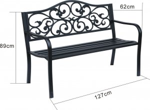 Fancy Garden Ławka ogrodowa z oparciem IRGA stalowa żeliwna 127 cm czarna 3