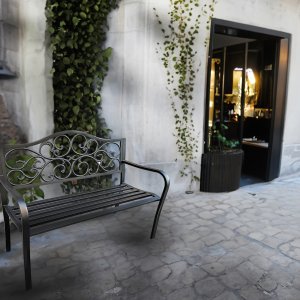 Fancy Garden Ławka ogrodowa z oparciem IRGA stalowa żeliwna 127 cm czarna 4