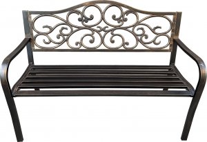 Fancy Garden Ławka ogrodowa z oparciem IRGA stalowa żeliwna 127 cm brązowa 2