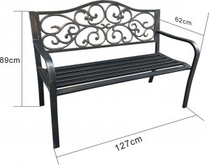 Fancy Garden Ławka ogrodowa z oparciem IRGA stalowa żeliwna 127 cm brązowa 3