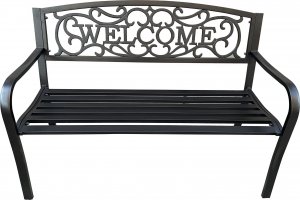 Fancy Garden Ławka ogrodowa z oparciem IRYS stalowa żeliwna 127 cm czarna 2