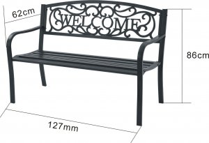 Fancy Garden Ławka ogrodowa z oparciem IRYS stalowa żeliwna 127 cm czarna 3