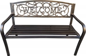 Fancy Garden Ławka ogrodowa z oparciem IRYS stalowa żeliwna 127 cm brązowa 2