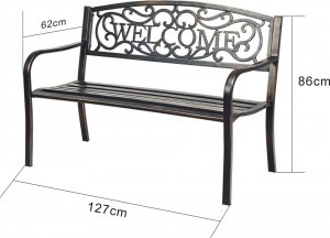 Fancy Garden Ławka ogrodowa z oparciem IRYS stalowa żeliwna 127 cm brązowa 3