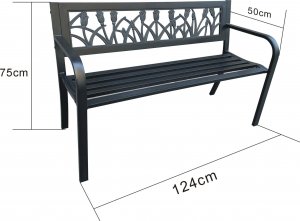 Fancy Garden Ławka ogrodowa z oparciem LISSA stalowa plastikowa 124 cm 3