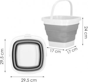 Springos Wiaderko składane 10 L uniwersalny silikonowy pojemnik szaro-biały UNIWERSALNY 13
