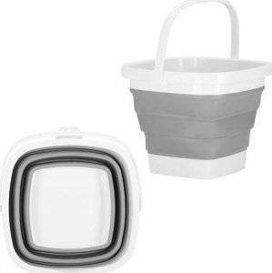 Springos Wiaderko składane 10 L uniwersalny silikonowy pojemnik szaro-biały UNIWERSALNY 2