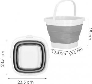 Springos Wiaderko składane 5 L uniwersalny silikonowy pojemnik szaro-biały UNIWERSALNY 14