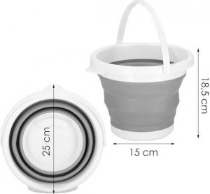 Springos Wiaderko składane 5 L uniwersalny silikonowy pojemnik szaro-biały UNIWERSALNY 3