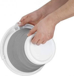 Springos Wiaderko składane 5 L uniwersalny silikonowy pojemnik szaro-biały UNIWERSALNY 10