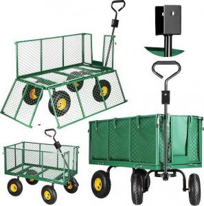 Springos Wózek ogrodowy transportowy metalowy 400 kg zielony UNIWERSALNY 1