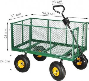 Springos Wózek ogrodowy transportowy metalowy 400 kg zielony UNIWERSALNY 11