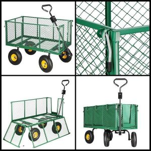 Springos Wózek ogrodowy transportowy metalowy 400 kg zielony UNIWERSALNY 12