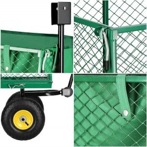 Springos Wózek ogrodowy transportowy metalowy 400 kg zielony UNIWERSALNY 13