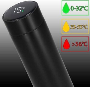 Springos Termos 500 ml ze stali nierdzewnej kubek termiczny z wyświetlaczem temp. czarny UNIWERSALNY 21