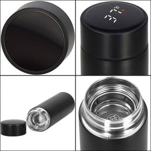 Springos Termos 500 ml ze stali nierdzewnej kubek termiczny z wyświetlaczem temp. czarny UNIWERSALNY 3