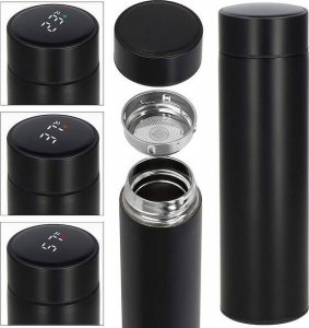 Springos Termos 500 ml ze stali nierdzewnej kubek termiczny z wyświetlaczem temp. czarny UNIWERSALNY 5