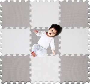 Springos Mata piankowa, puzzle dla dzieci 95,5 x 95,5 cm pianka EVA szaro-białe UNIWERSALNY 1