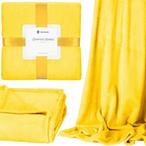 Springos Narzuta na łóżko, pled 200x220 cm koc na kanapę żółty UNIWERSALNY 1