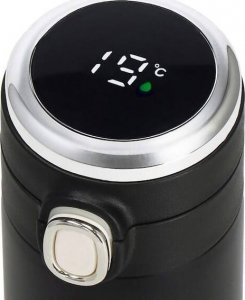 Springos Kubek termiczny 350 ml ze stali nierdzewnej na kawę herbatę, z wyświetlaczem temp. czarny UNIWERSALNY 18