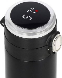Springos Kubek termiczny 350 ml ze stali nierdzewnej na kawę herbatę, z wyświetlaczem temp. czarny UNIWERSALNY 19