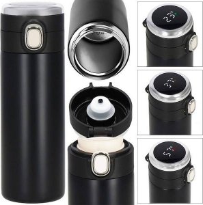 Springos Kubek termiczny 350 ml ze stali nierdzewnej na kawę herbatę, z wyświetlaczem temp. czarny UNIWERSALNY 4